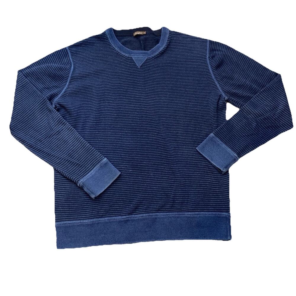 J. McLaughlin Crewneck Sweater Men’s Blue Striped Lightweight Cotton Pullover M